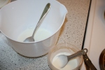 Mixing the starter with the warm milk